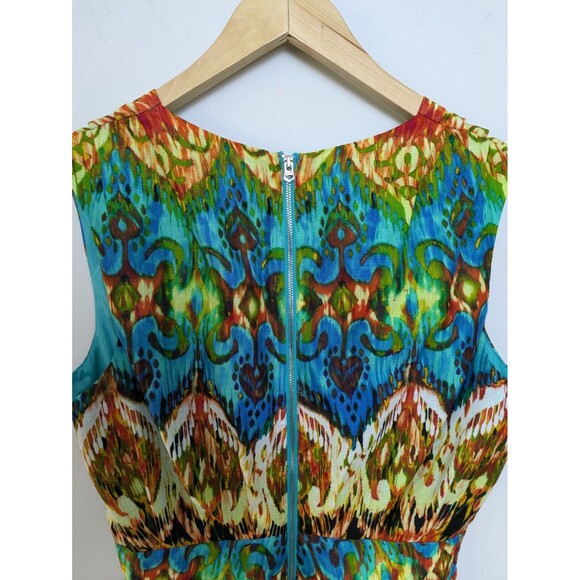 Guess Multicolor Rainbow Cross Front V-Neck Cotton Mini Dress Pockets SZ 8 - Picture 7 of 8